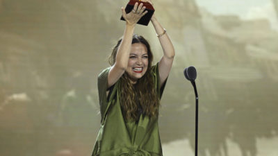 SEVILLE, SPAIN - NOVEMBER 16: Natalia Lafourcade accepts the award for Best singer-songwriter album onstage during the Premiere Ceremony for The 24th Annual Latin Grammy Awards on November 16, 2023 in Seville, Spain. (Photo by Carlos Alvarez/Getty Images for Latin Recording Academy)