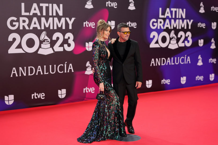 SEVILLE, SPAIN - NOVEMBER 16:  (L-R) Nicole Kimpel and Antonio Banderas attend The 24th Annual Latin Grammy Awards on November 16, 2023 in Seville, Spain. (Photo by Neilson Barnard/Getty Images for Latin Recording Academy)
