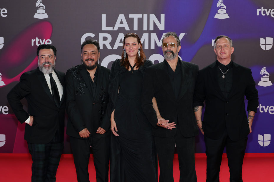 SEVILLE, SPAIN - NOVEMBER 16: (L-R) Micky Huidobro, Paco Ayala, , Tito Fuentes, and Randy Ebright of the band Molotov attend The 24th Annual Latin Grammy Awards on November 16, 2023 in Seville, Spain. (Photo by Neilson Barnard/Getty Images for Latin Recording Academy)